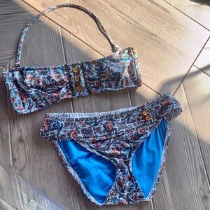 Lucky Brand l Swim Set l Blue/ Paisley Print l Top Size: M ; Bottom Size: S